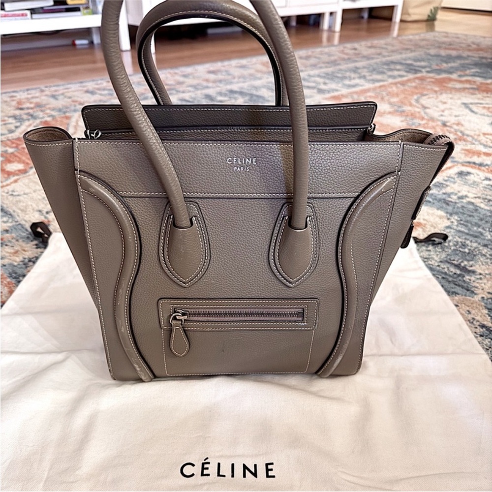 SOLD‼️Celine small luggage top handle satchel Gray taupe Leather Tote Bag - Picture 3 of 16